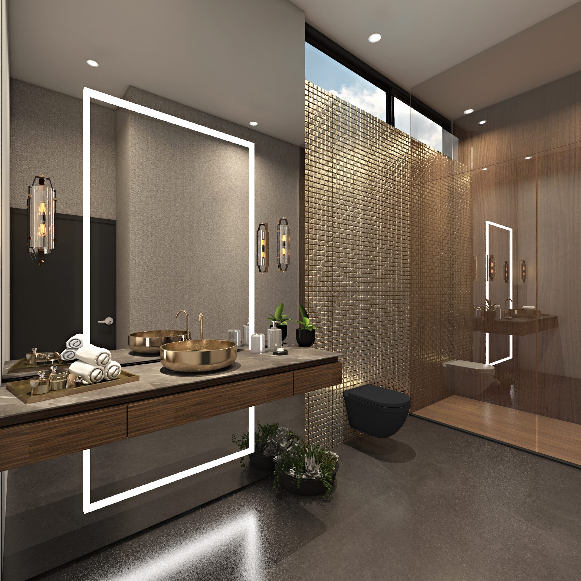 Baño de visitas — Residencia Ónix