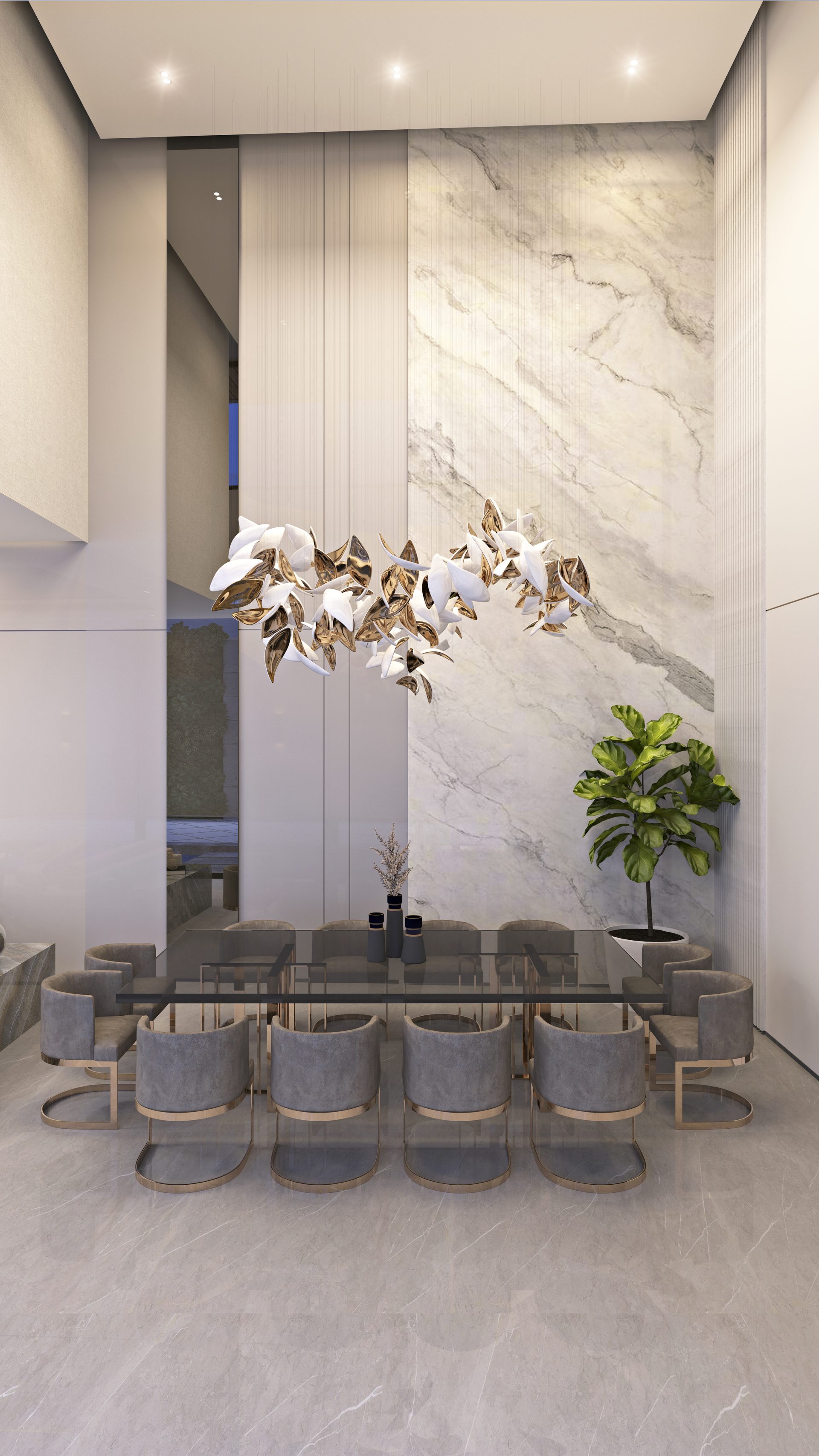 Comedor de doble altura — Residencia Ópalo