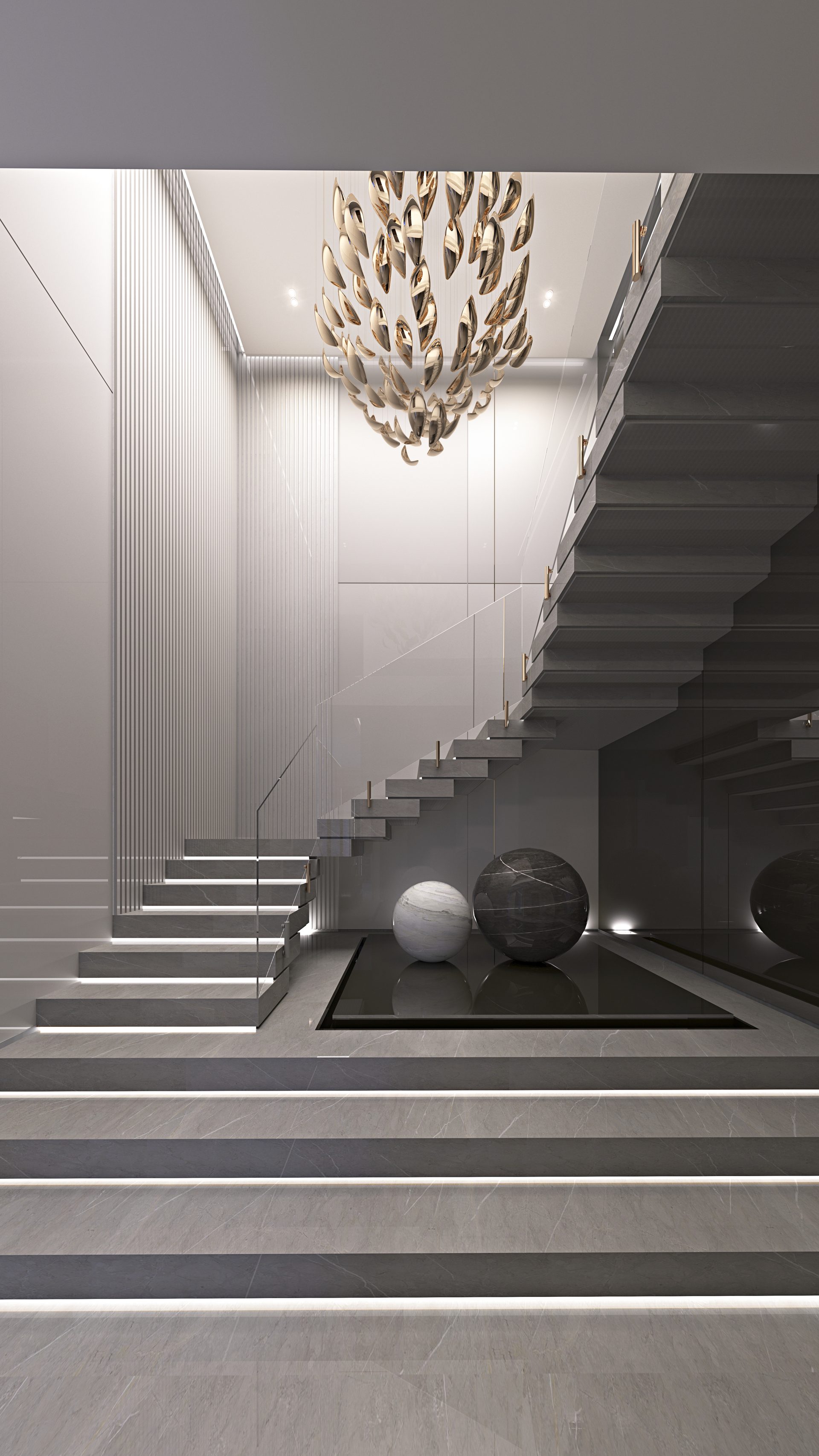 Escalera escultórica — Residencia Ópalo