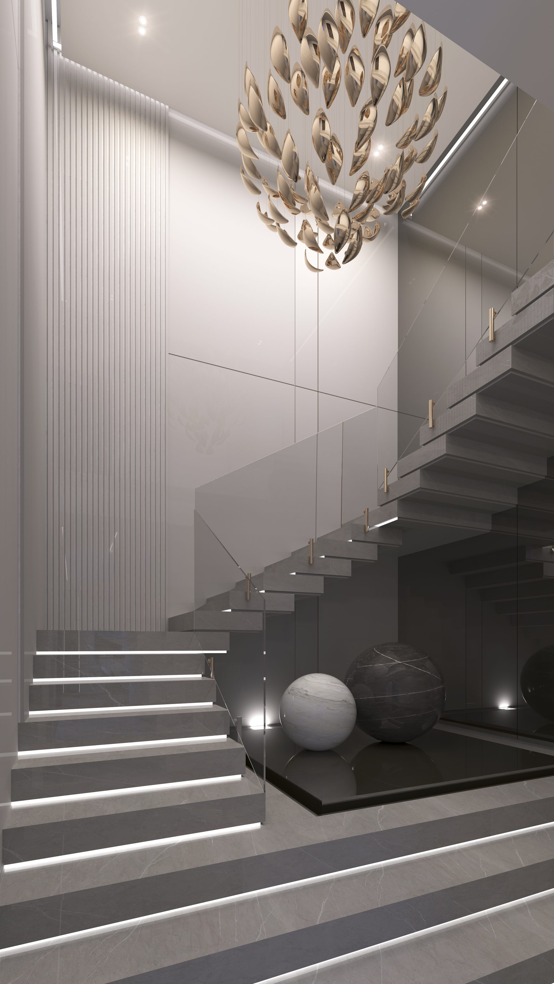Escalera · detalle — Residencia Ópalo