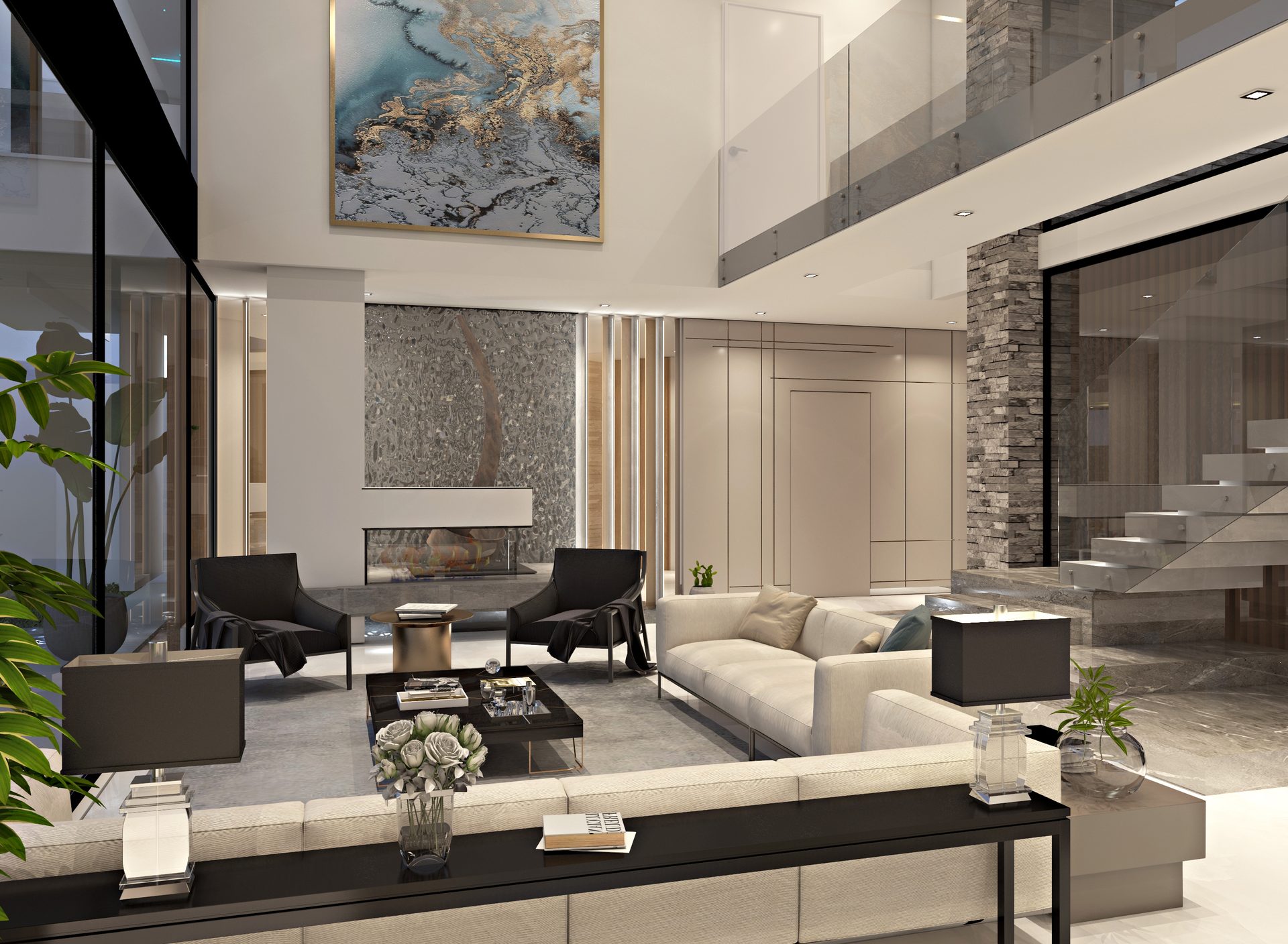 Estar de doble altura — Residencia Ópalo